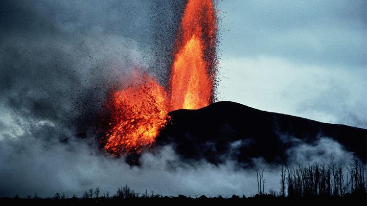 Volcano erupting.